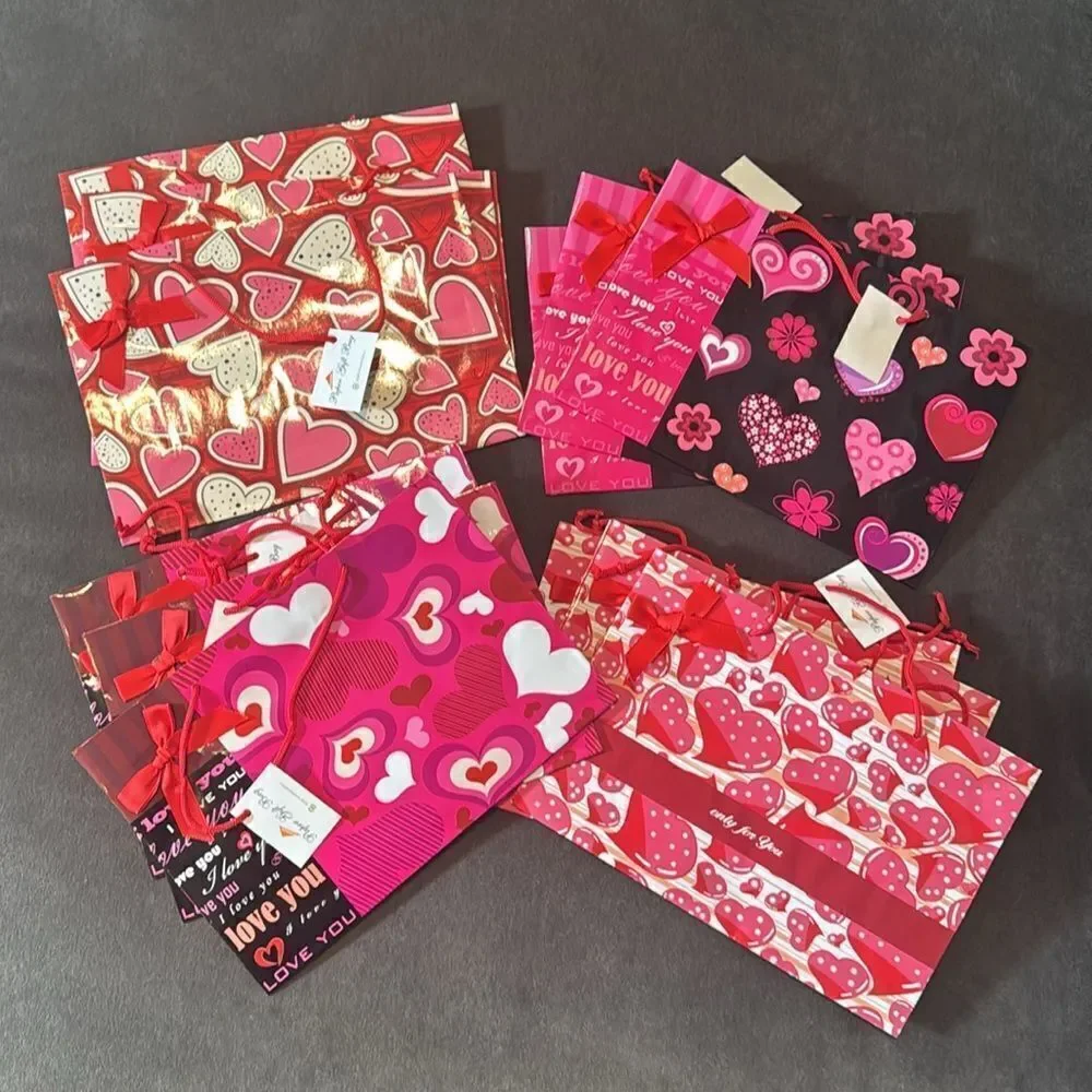 Gift Bag Bundle of 12 Valentine’s Day Birthday or Special Occasion Gift Bags NEW